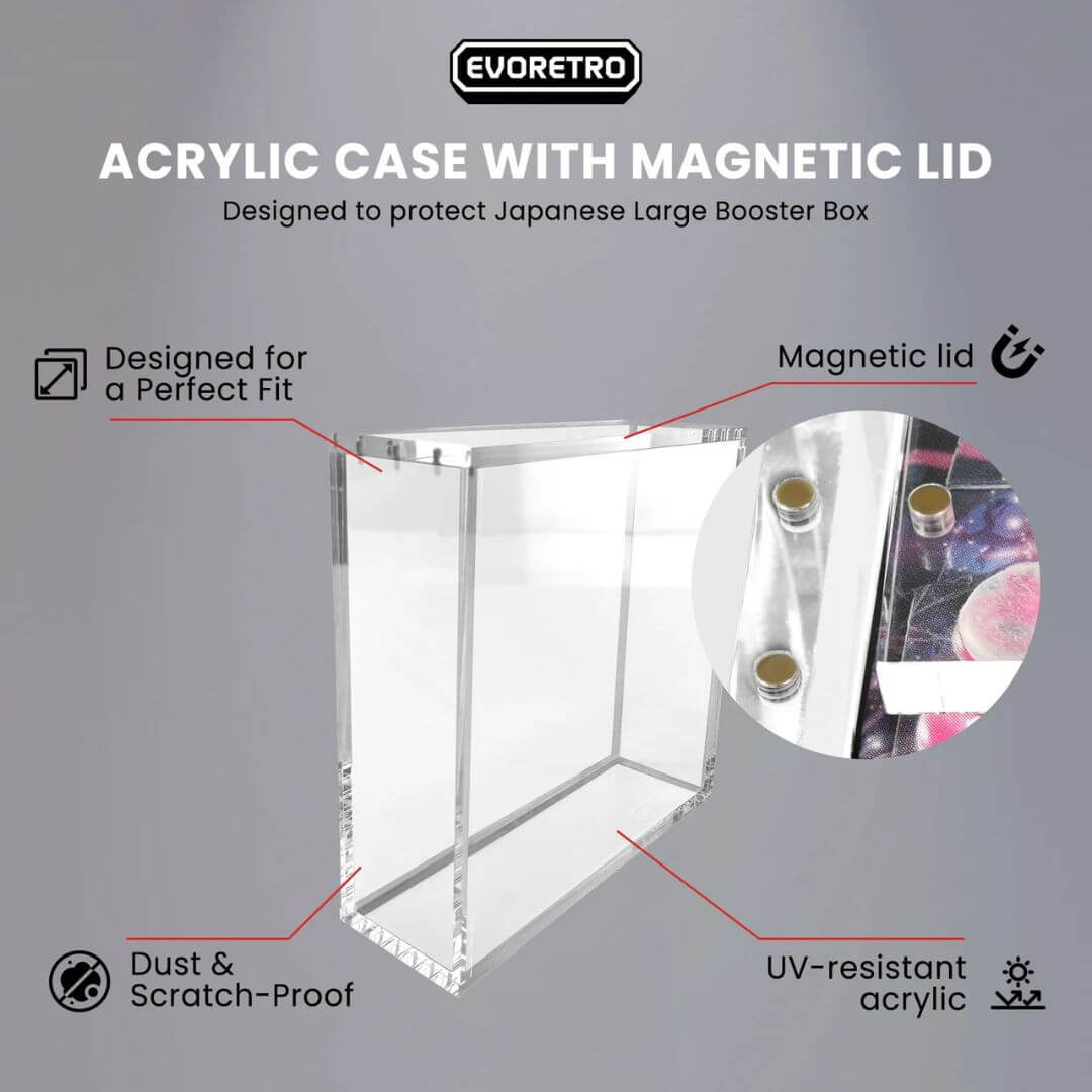 EVORETRO Acrylic Case Magnetic Display Japanese Large Booster Box - Keef's Cards