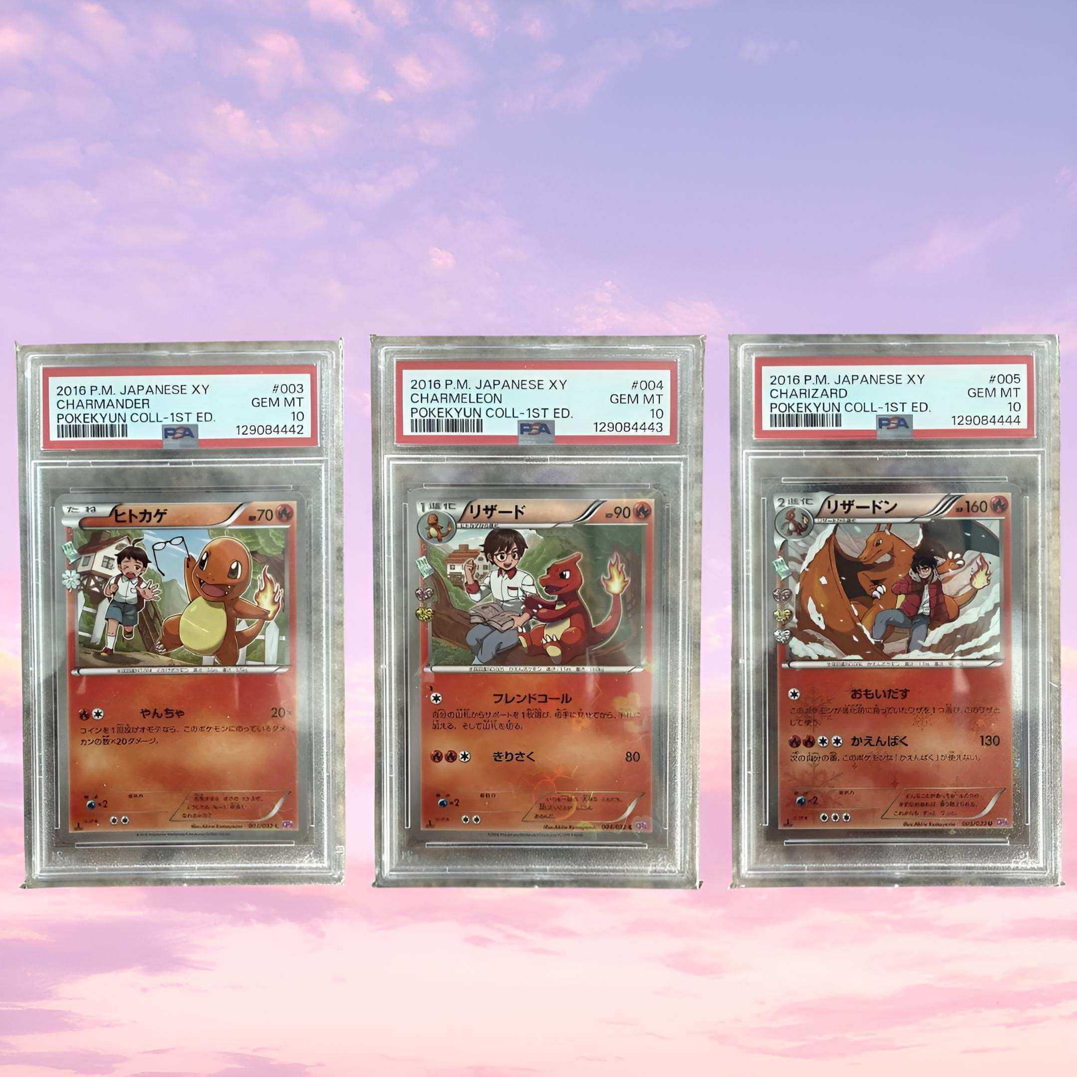 Pokemon Charizard Charmeleon Charmander Pokekyun Sequential Set Japanese PSA 10 - Keef's Cards